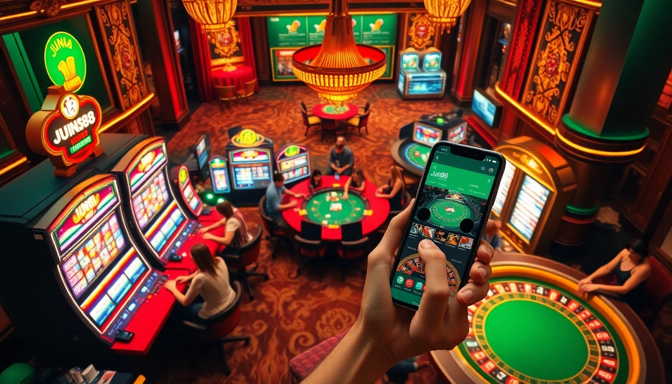 Enjoy thrilling gameplay at the trang chủ Jun88 casino, featuring vibrant slot machines and engaging table games.
